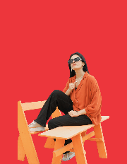 women female model in studio orange theme